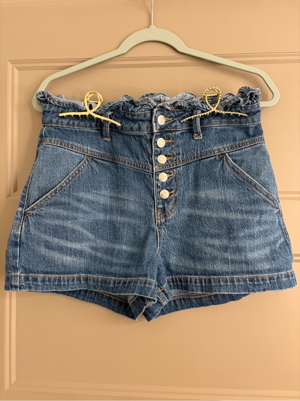 Wild Fable | High Rise | Paperbag | Denim Shorts | Button Fly | Blue Jean Shorts